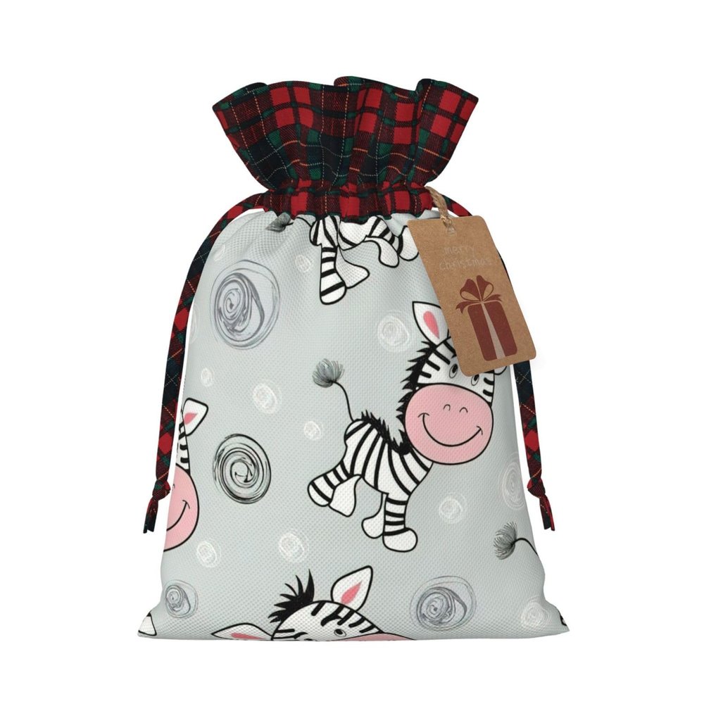 Cute Zebra Drawstring Gift Bag, Fashionable, Unique, Reusable, for Holidays and Special Occasions