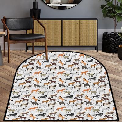 Horse Print Area Rug, Washable Non-Slip Mat, 120 x 160 cm