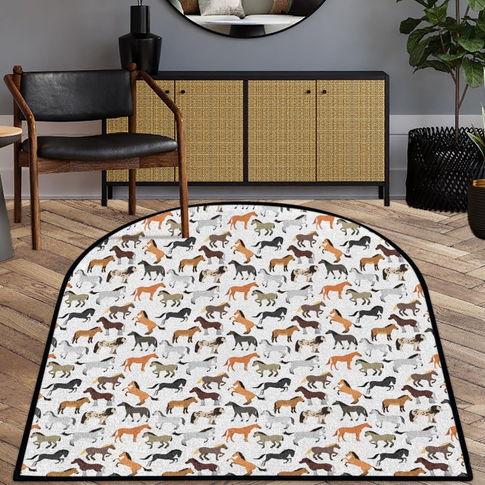 Horse Print Area Rug, Washable Non-Slip Mat, 120 x 160 cm