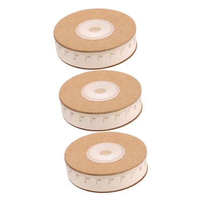 EXCEART 3-Roll Cotton Twill Tape with Ruler Print, Beige