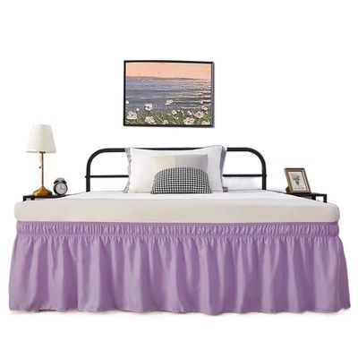 RAAMKA Thick Wraparound Bed Skirt with Ruffles and Strong Elastic Straps, Fade- and Wrinkle-Resistant, 15 in High, Full 120 x 200 x 38 cm, Lilac