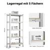 Wiltec Heavy-Duty Shelving Unit 180 x 90 x 30 cm, 875 kg Total Capacity, Galvanized Steel, 5 Shelves view 3