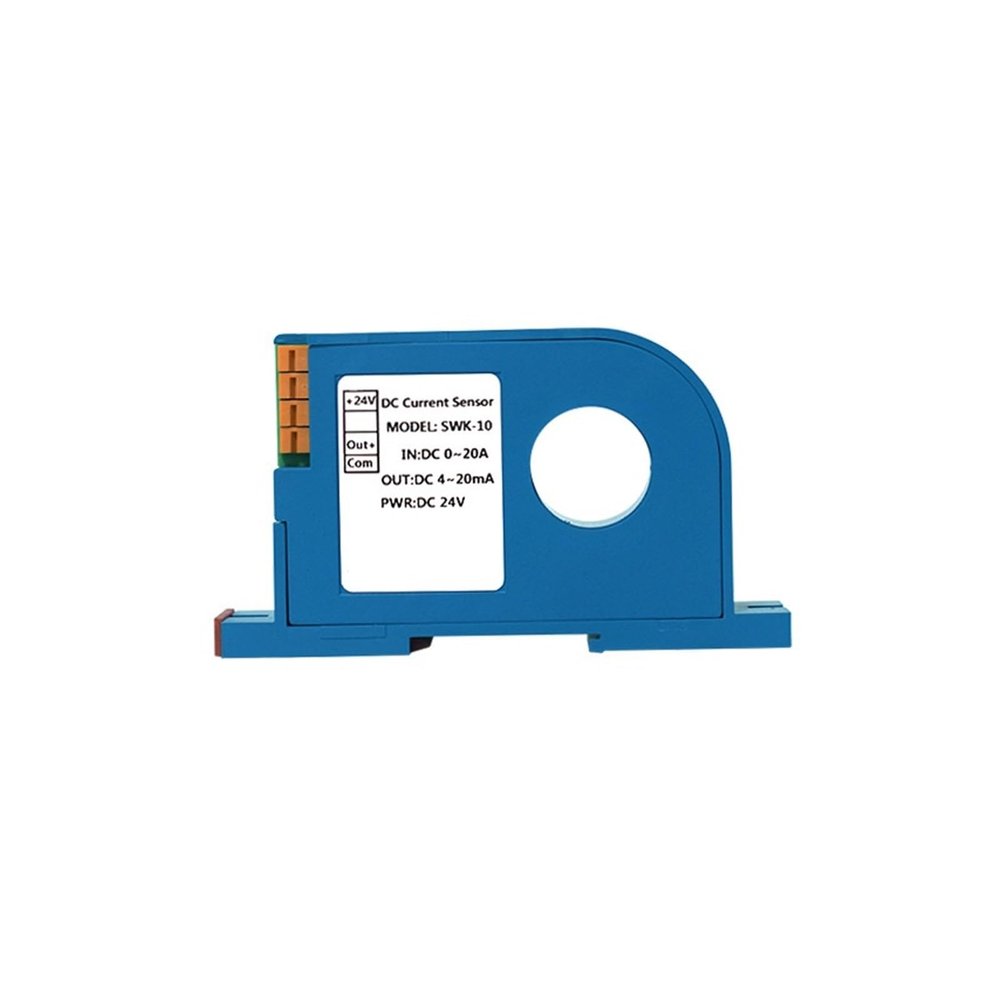 SWK-10 AC Current Sensor Transmitter, 10A/20A/50A/600A/1000A Input, 0-10V/4-20mA/RS485, DC24V Power (4-20mA Output, AC 0-380A, 22 mm Hole, DC12V Power Supply)