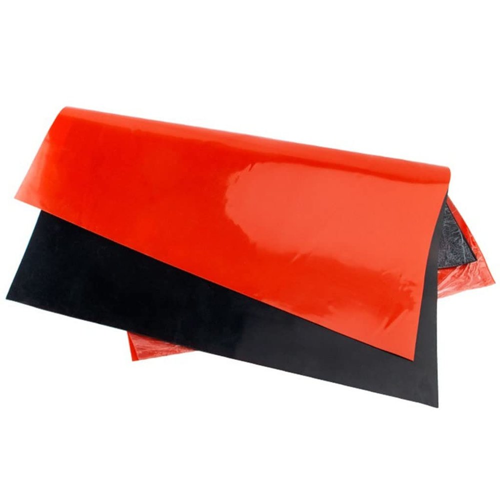 Rubber Sheet, Neoprene or Silicone Rubber Sheet, 1–5 mm, 500 x 500 mm, Non-Slip Shock Absorption and High-Temperature-Resistant Gasket Material, Red