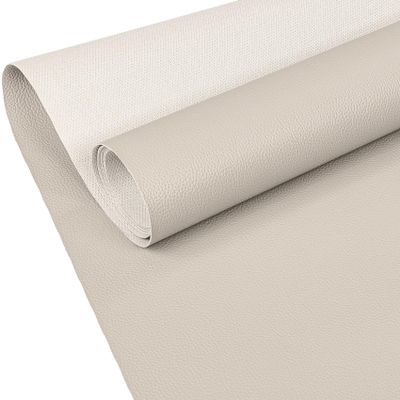 Textured Nappa Faux Leather Upholstery Fabric, Beige Gray, 200 x 140 cm