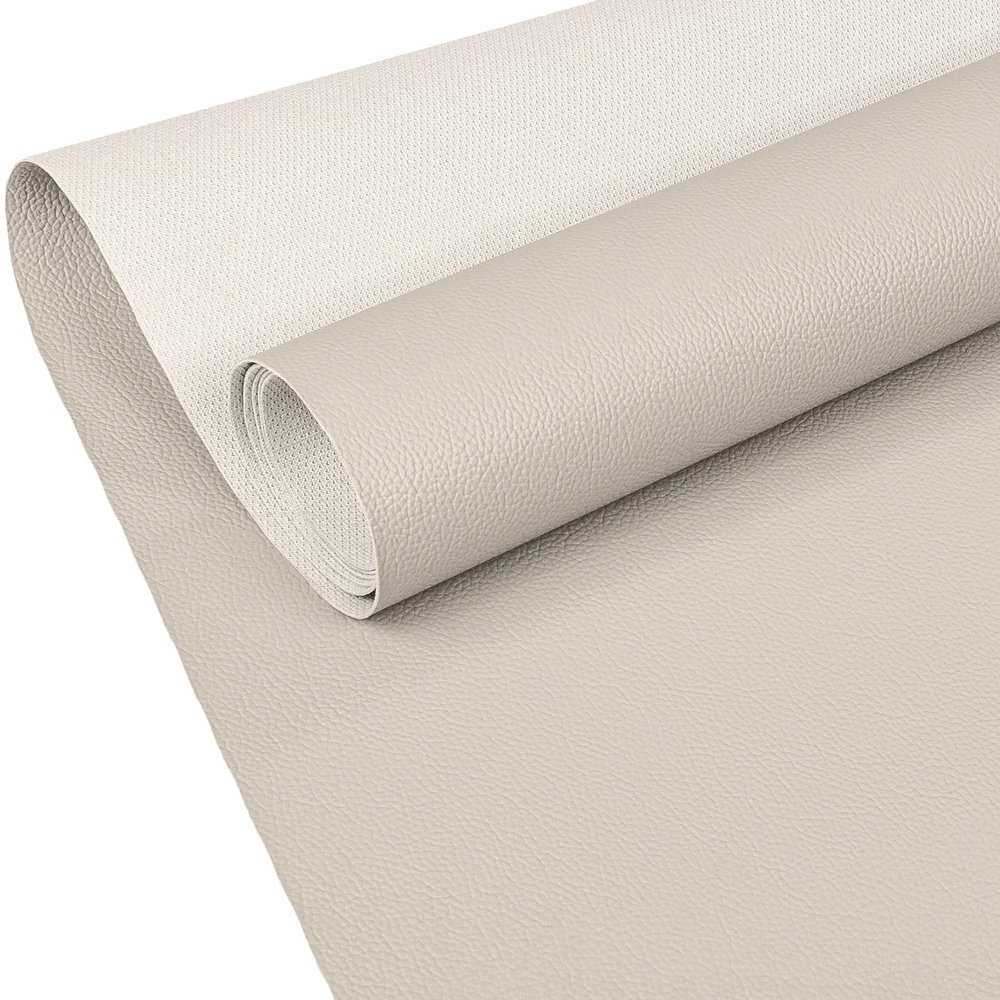 Textured Nappa Faux Leather Upholstery Fabric, Beige Gray, 200 x 140 cm