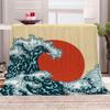 AKATIE Cozy Blanket 150 x 200 cm, Japanese-Style 3D-Printed Flannel Throw view 1