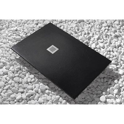 65 x 90 cm Black Line Shower Tray, 3 cm Slim, Marble Resin, Drain Included