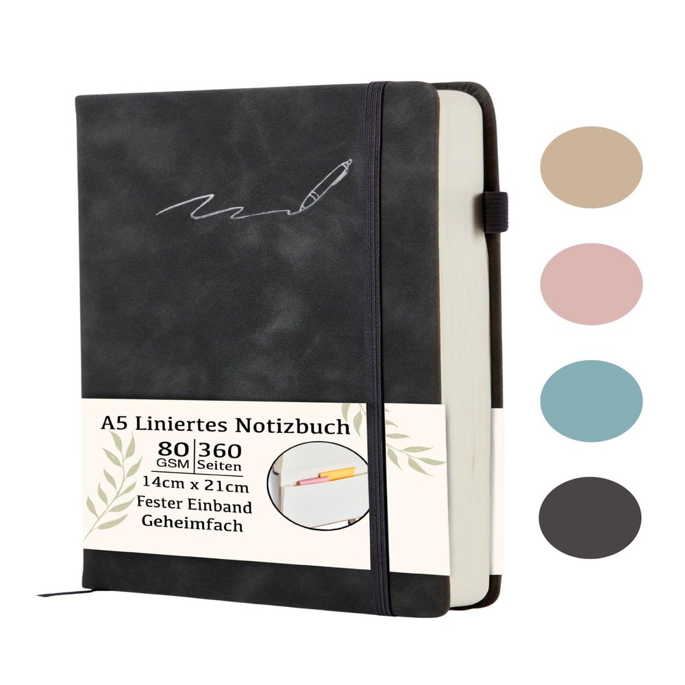 Soul Projekt A5 Lined Notebook and Journal with Elastic Band and Pen Holder