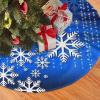 702 Christmas Tree Skirt, Snowflakes on Blue Royal Fleece view 2