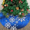 702 Christmas Tree Skirt, Snowflakes on Blue Royal Fleece view 3