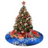 702 Christmas Tree Skirt, Snowflakes on Blue Royal Fleece view 4