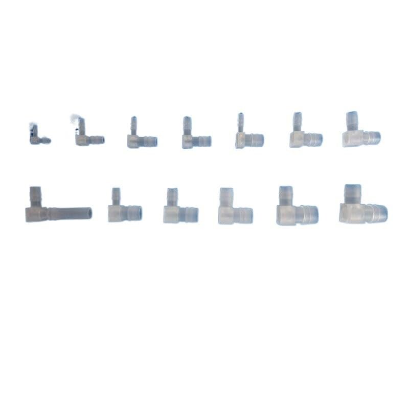 Plastic Pipe Fitting, 1.6–14 mm, Pagoda Barb Reducer, 2-Way Elbow for Aquariums, PP Insert, Garden Hose Connector ERBER (Color: 2.4–6.4 mm)