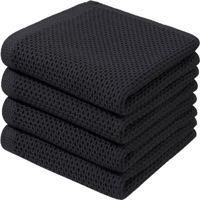 BW&HM Black Cotton Kitchen Towels, 4-Pack, 33 x 74 cm