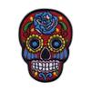 Red Mexican Calavera Skull Embroidered Patch with Black Velcro Backing view 1