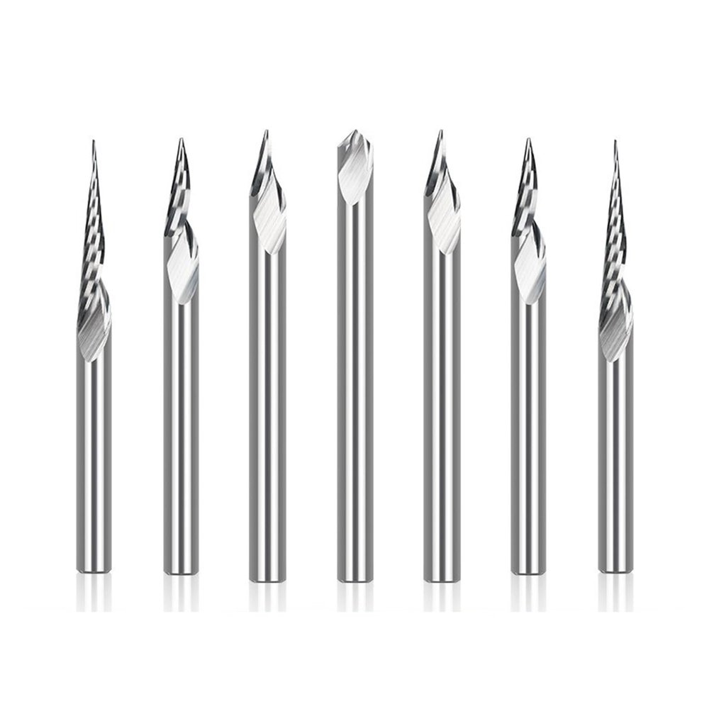 DharKi PCB Engraving Bit, 3.175 mm Shank, V-Shape, 10–90°, Carbide CNC Router Bit, 0.3 mm Tip