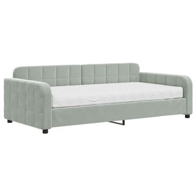 vidaXL Daybed with Mattress Light Gray 39.4" x 78.7" Velvet