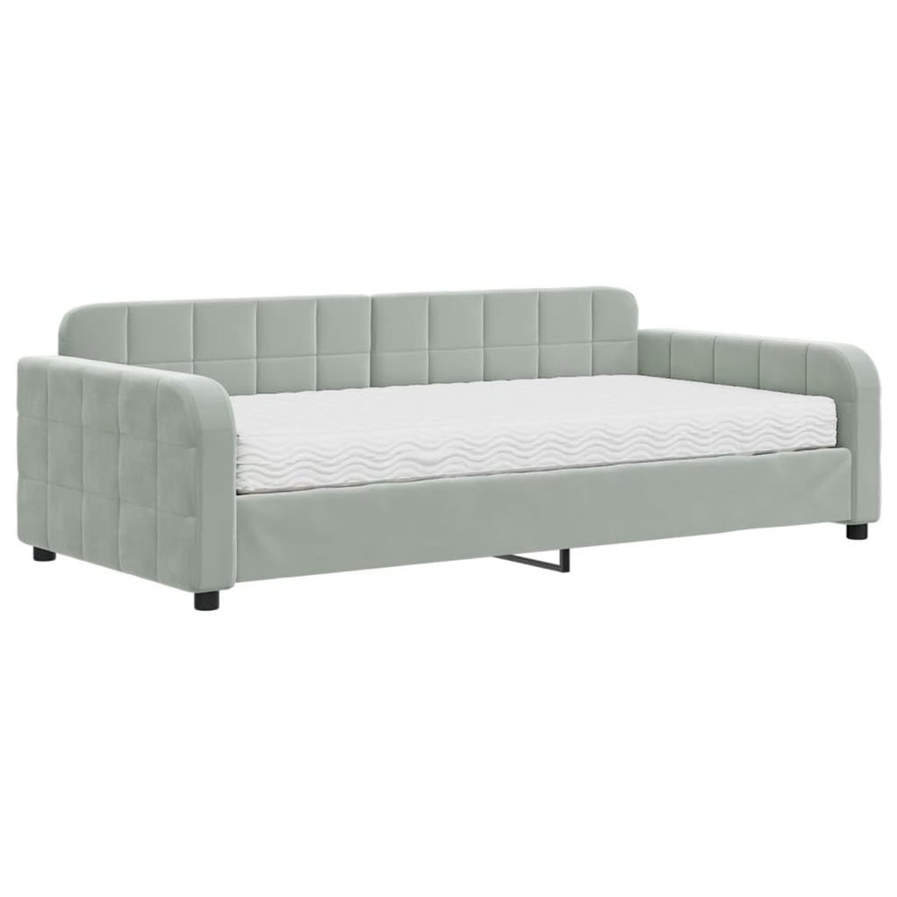 vidaXL Daybed with Mattress Light Gray 39.4" x 78.7" Velvet