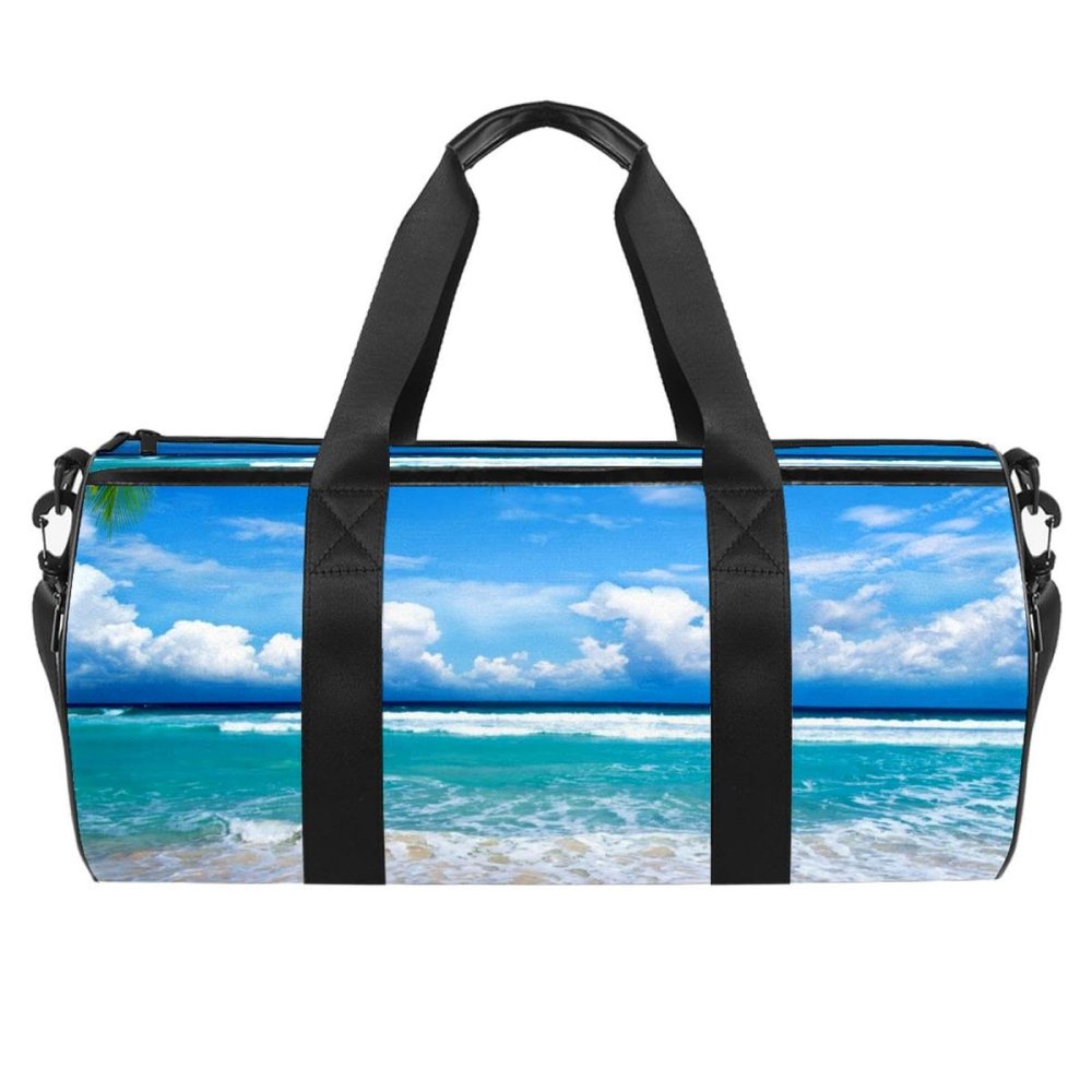Blue Ocean Tropical Palms Sports Duffel Bag, Multicolor