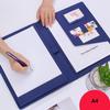 A4 Paper Pocket Folder with Clipboard, Portable Faux Leather Organizer, Storage and Business Conference Notepad Folder (Red/Blue) view 3