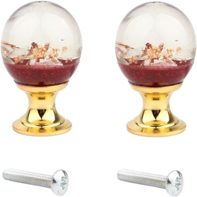 DUBMAG Crystal Cabinet Knobs, 2-Pack, Red, 25 mm Diameter