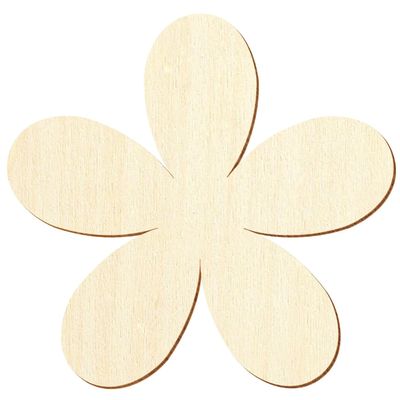 Wooden Plumeria Cutout, 3–50 cm, for Crafts and Décor