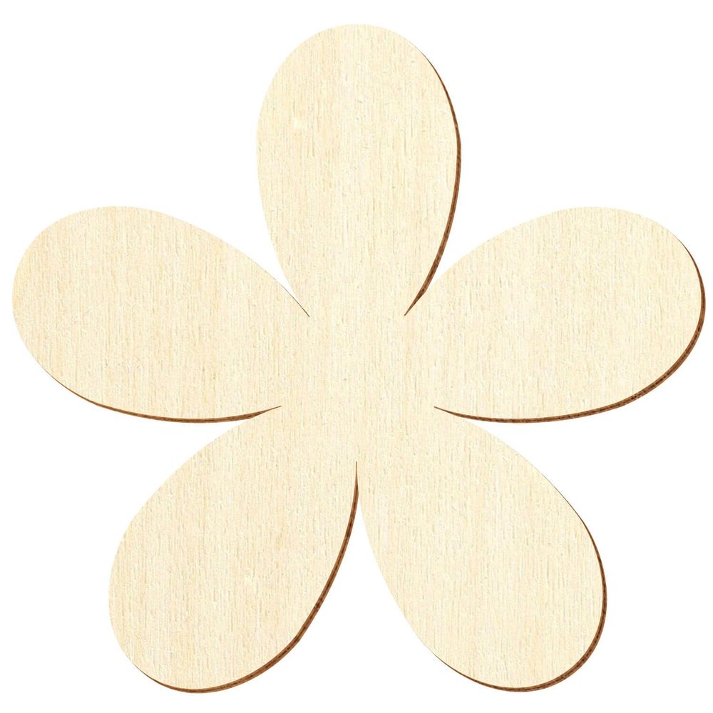 Wooden Plumeria Cutout, 3–50 cm, for Crafts and Décor