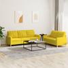 vidaXL 2-Piece Sofa Set with Cushions, Light Yellow Fabric view 2