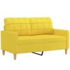 vidaXL 2-Piece Sofa Set with Cushions, Light Yellow Fabric view 4