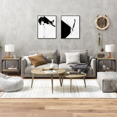MNISDFL Set of 2 Side Tables, Sonoma Oak, 40 x 40 x 40 cm