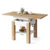 designimpex Cleo Convertible Height-Adjustable Coffee Table, 75/150 cm, Oak Gold/Matte White view 2