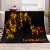 Aotximlat Music Note Blanket, Black Plush Throw with Gold Music Symbols view 3