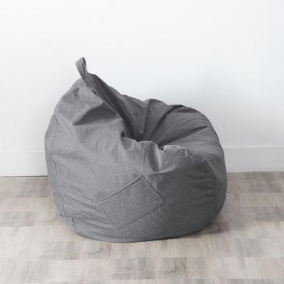FANSU Solid Linen Bean Bag Cover, Unfilled, Indoor/Outdoor, Washable, Dark Gray, L