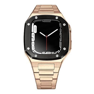 SCHIK Luxury Metal Case and Band for Apple Watch 8/7, 44/45 mm, Silicone Band Set for iWatch Series 8/7/6/5/4, 41 mm, Men's, 44 mm, Agate