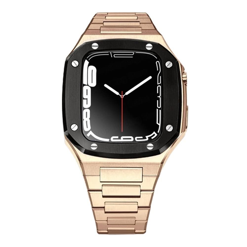 SCHIK Luxury Metal Case and Band for Apple Watch 8/7, 44/45 mm, Silicone Band Set for iWatch Series 8/7/6/5/4, 41 mm, Men's, 44 mm, Agate