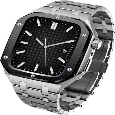 SCHIK Stainless Steel Watch Band Set for Apple Watch 8/7/6/5/4/SE, Metal Watch Band and Case, for iWatch 44 mm/45 mm, 44 mm, Agate