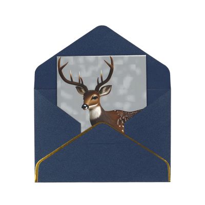 Gray Plum Deer Thank-You Card with Envelope for Business, Wedding, Baby Shower, 11.5 x 16 cm
