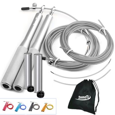 InnoTi Speed Jump Rope for Adults with Weights, Silver