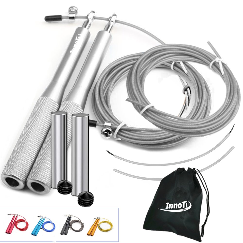InnoTi Speed Jump Rope for Adults with Weights, Silver