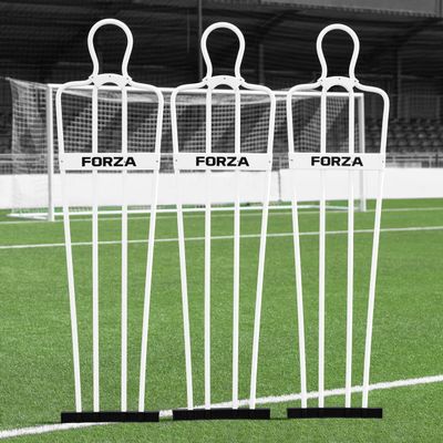 FORZA 1.8 m Airflow Soccer Dummies [8 Colors] - With or Without Rubber Bases (Without Rubber Bases, White, Pack of 3)