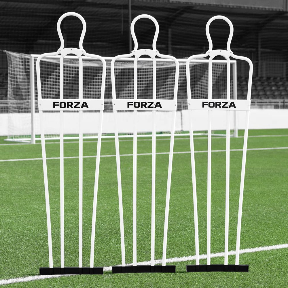 FORZA 1.8 m Airflow Soccer Dummies [8 Colors] - With or Without Rubber Bases (Without Rubber Bases, White, Pack of 3)