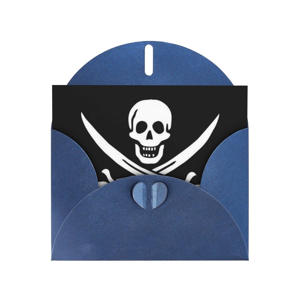 Pirate Flag, Vacation, Thank You, Friendship and Miss You Cards, Luxurious Pearl Paper, Blank Cards for Every Occasion
