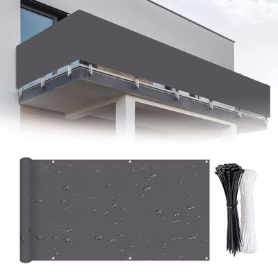Dark Gray Balcony Privacy Screen, 105 x 900 cm, 220 g/m