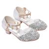 BOTCAM Girls' Princess Dress Shoes with Low Heels, Rhinestones and Bows, Silver-A, 32 Big Kids view 1
