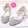 BOTCAM Girls' Princess Dress Shoes with Low Heels, Rhinestones and Bows, Silver-A, 32 Big Kids view 2