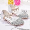 BOTCAM Girls' Princess Dress Shoes with Low Heels, Rhinestones and Bows, Silver-A, 32 Big Kids view 4
