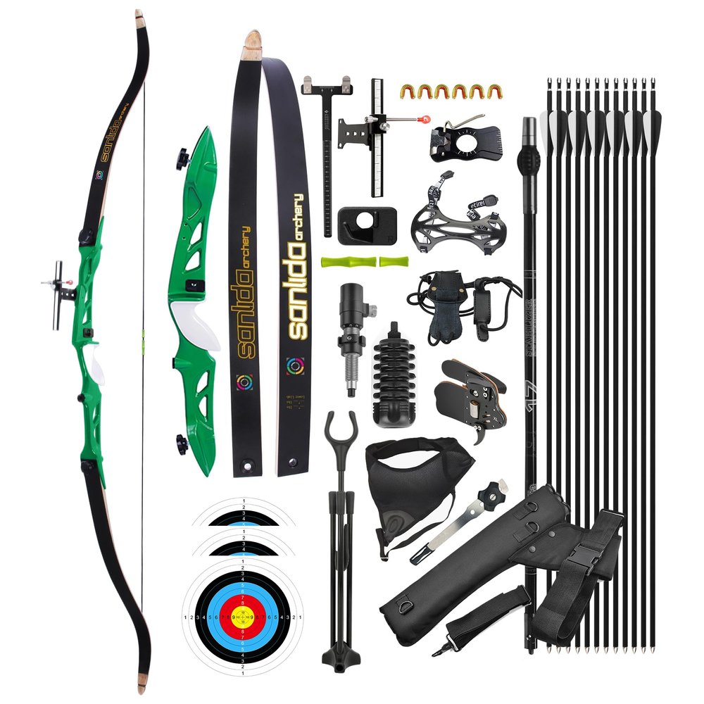 surwolf Takedown Recurve Bow Set for Adults, Competition Recurve Bow, 66/68/70 in, 16–40 lb, Green, Right-Handed, 68 in–24 lb
