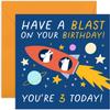 Old English Co. 3rd Birthday Card for Boy or Girl, Rocket Space Stars view 1