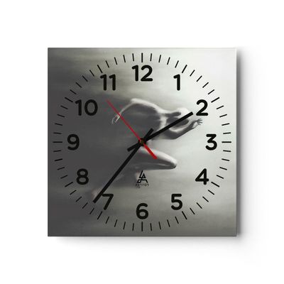 ARTTOR Modern Square Glass Wall Clock, Black and White People Design, 5485