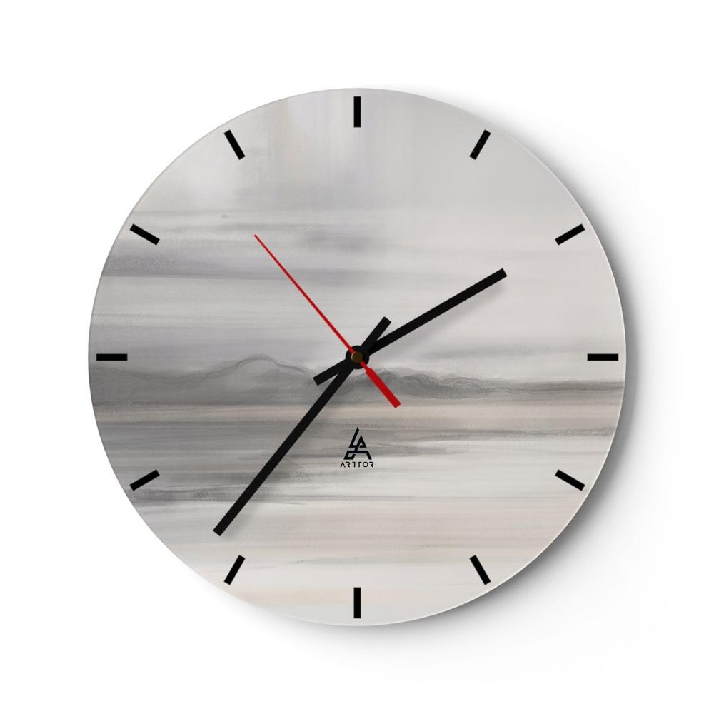 ARTTOR Modern Round Glass Wall Clock, 30 x 30 cm, Abstract Pastel - 5520